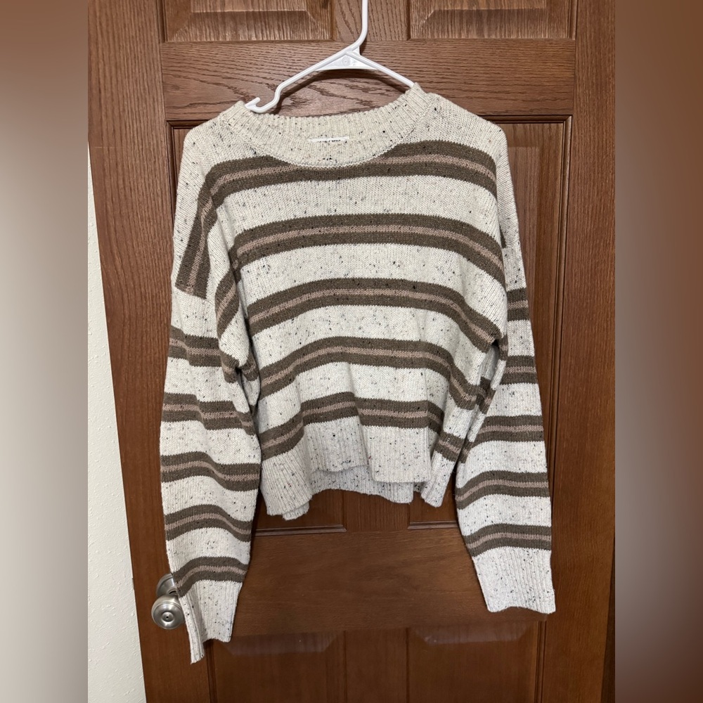 Double Zero Cream and Brown Striped Sweater